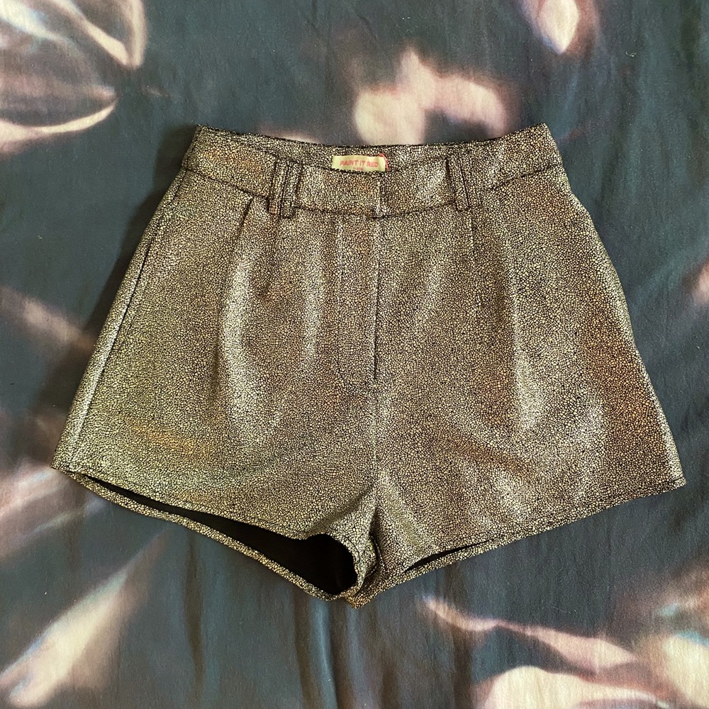 Metallic gold/silver shorts
